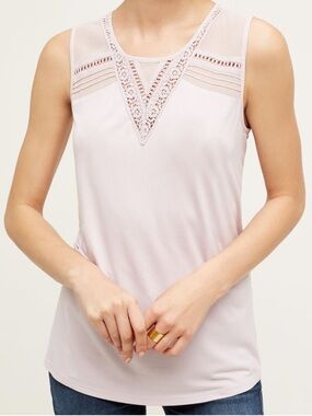 Anthropology Victorian Lace Cream Tank Romantic Coquette Small Petite